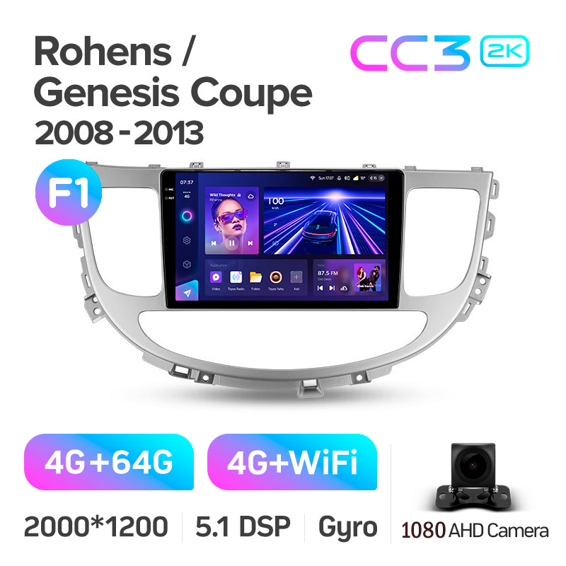 Android head unit Teyes CC3 4+64 Gb Hyundai Rohens Genesis (F1) 2008-2013 9" 2k (L1)