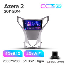 Android head unit Teyes CC3 4+64 Gb Hyundai Azera 2 II 2011-2014 9" 2k (L2)