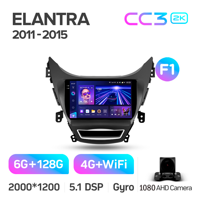 Android head unit Teyes CC3 6+128 Gb Hyundai Elantra 5 JK GD MD UD 2010-2016 (F1) 9" 2k