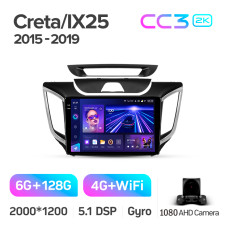 Android head unit Teyes CC3 6+128 Gb Hyundai Creta IX25 2015-2019 10" 2k