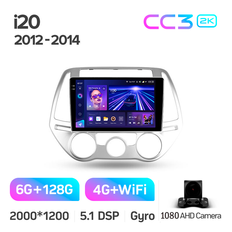 Android head unit Teyes CC3 6+128 Gb Hyundai i20 2 2012-2014 9" 2k