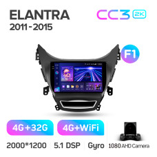 Android head unit Teyes CC3 4+32 Gb Hyundai Elantra 5 JK GD MD UD 2010-2016 (F1) 9" 2k
