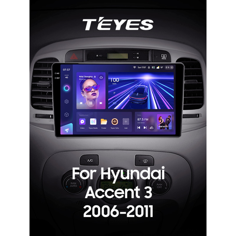Android head unit Teyes CC3 4+64 Gb Hyundai Accent 3 2006-2011 9" 2k