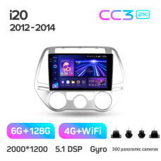 Android head unit Teyes CC3 6+128 Gb with 360° surround view° Hyundai i20 2 2012-2014 9" 2k