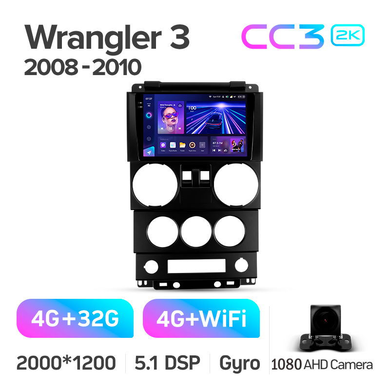 Android head unit Teyes CC3 4+32 Gb Jeep Wrangler 3 JK (F1) 2008-2010 9" 2k (L1)