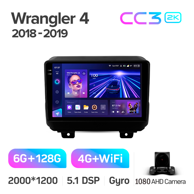 Android head unit Teyes CC3 6+128 Gb Jeep Wrangler 4 JL 2018-2019 9" 2k (L1)