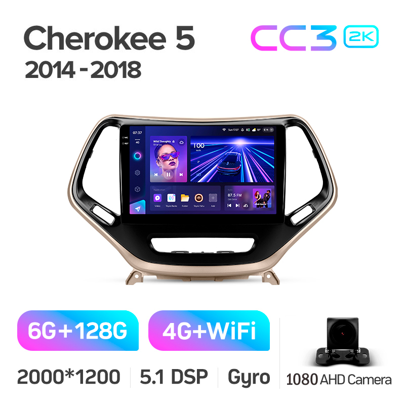 Android head unit Teyes CC3 6+128 Gb Jeep Cherokee 5 KL 2014-2018 10" 2k