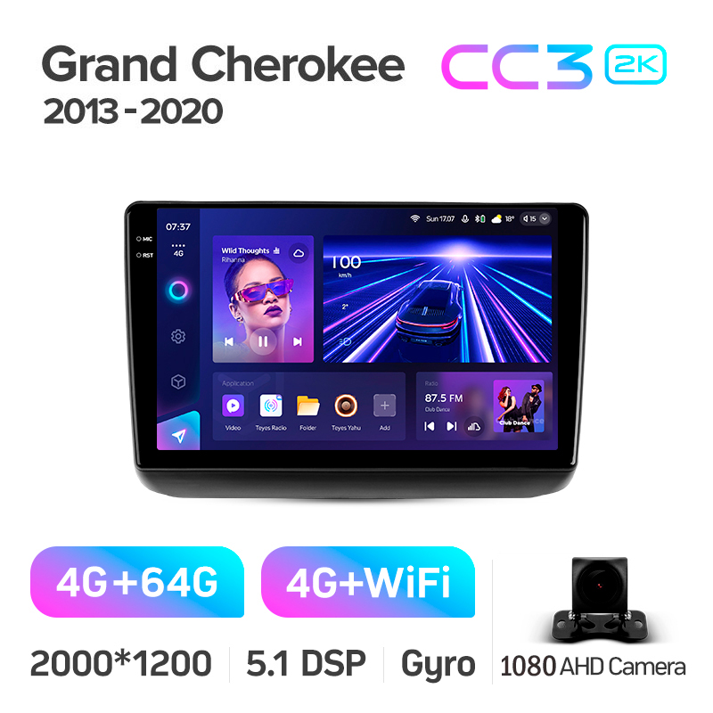 Android head unit Teyes CC3 4+64 Gb Jeep Grand Cherokee WK2 2013-2020 (F1) 9" 2k (L1)