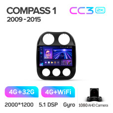 Android head unit Teyes CC3 4+32 Gb Jeep Compass 1 MK 2009-2015 10" 2k