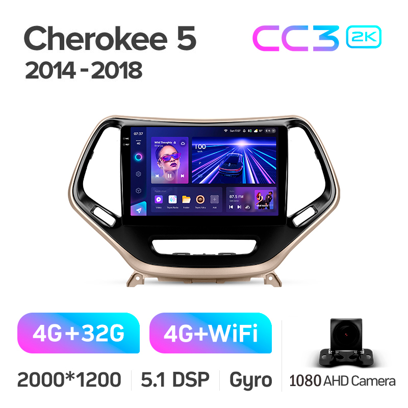 Android head unit Teyes CC3 4+32 Gb Jeep Cherokee 5 KL 2014-2018 10" 2k
