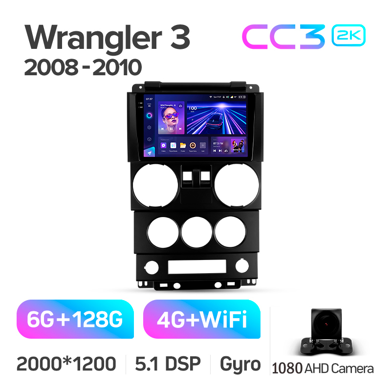 Android head unit Teyes CC3 6+128 Gb Jeep Wrangler 3 JK (F1) 2008-2010 9" 2k (L1)