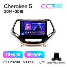 Android head unit Teyes CC3 4+64 Gb Jeep Cherokee 5 KL 2014-2018 10" 2k