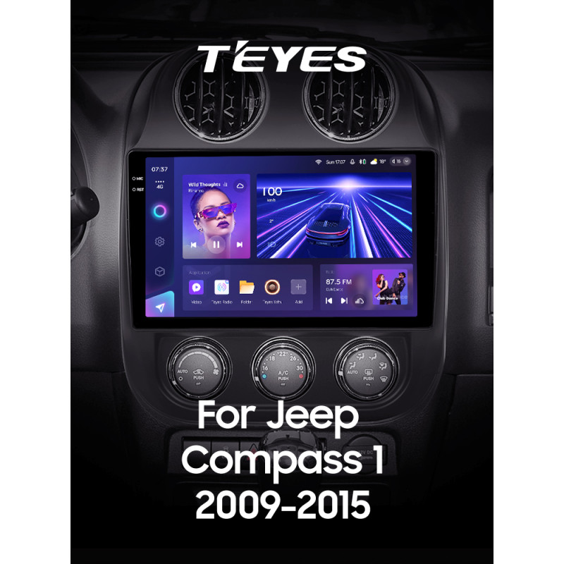 Android head unit Teyes CC3 6+128 Gb with 360° surround view° Jeep Compass 1 MK 2009-2015 10" 2k