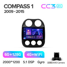 Android head unit Teyes CC3 6+128 Gb Jeep Compass 1 MK 2009-2015 10" 2k