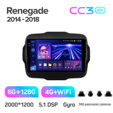 Android head unit Teyes CC3 6+128 Gb with 360° surround view° Jeep Renegade 2014-2018 9" 2k