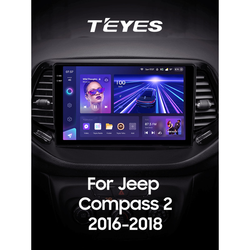 Android head unit Teyes CC3 4+64 Gb Jeep Compass 2 MP 2016-2018 10" 2k