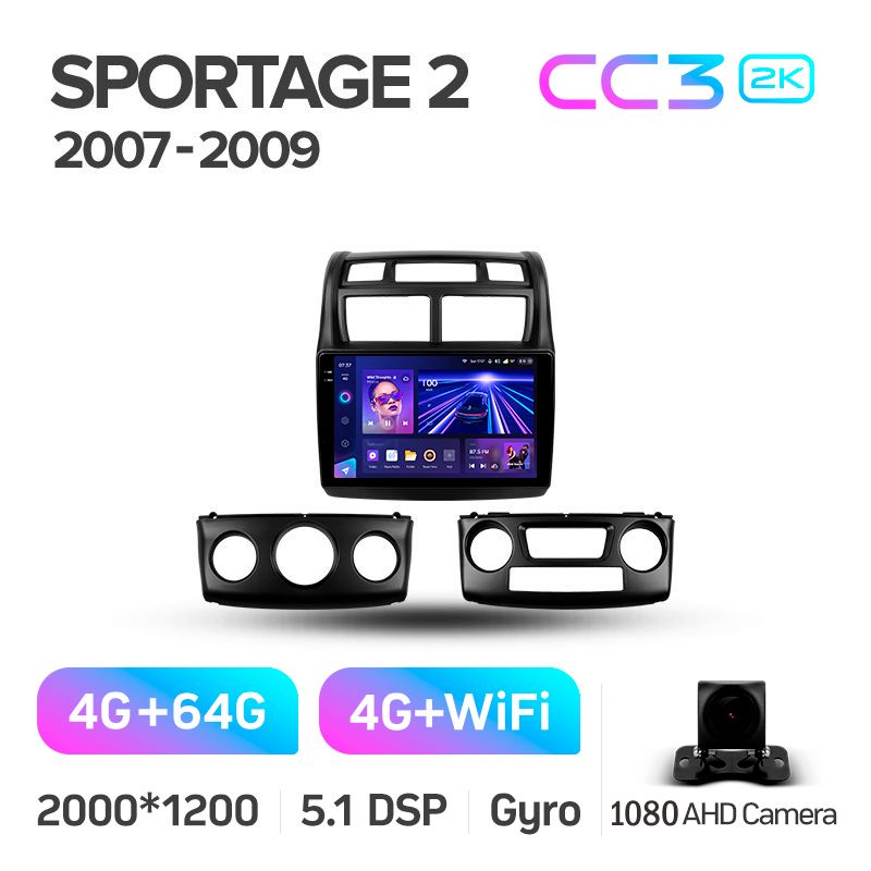 Android head unit Teyes CC3 4+64 Gb Kia Sportage 2 2007-2009 9" 2k