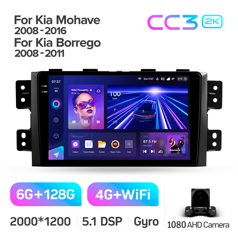 Android head unit Teyes CC3 6+128 Gb Kia Mohave 2008-2016 Borrego 2008-2011 9" 2k