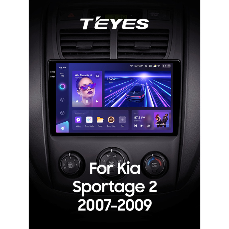 Android head unit Teyes CC3 6+128 Gb with 360° surround view° Kia Sportage 2 2007-2009 9" 2k