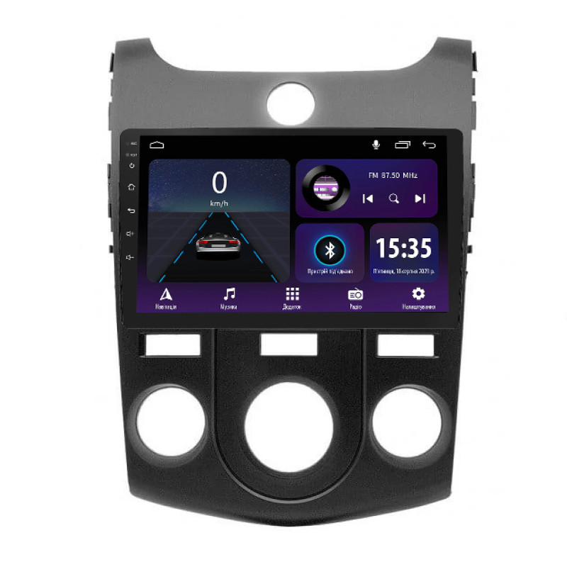 Magazynofon SIGMA E9232 ANDROID 10 2+32 GB do Kia CERATO FORTE 2009–2017, czarny, z klimatyzacją, 9 cali