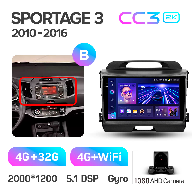 Android head unit Teyes CC3 4+32 Gb Kia Sportage 3 SL 2010-2016 (B) 9" 2k