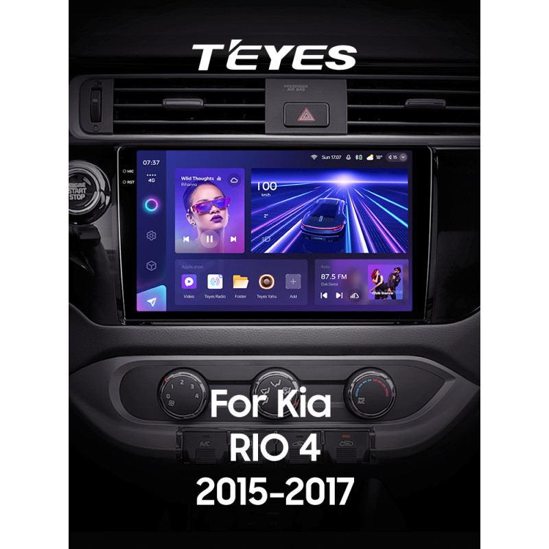 Android head unit Teyes CC3 6+128 Gb with 360° surround view° Kia RIO 4 K3 2015-2017 9" 2k