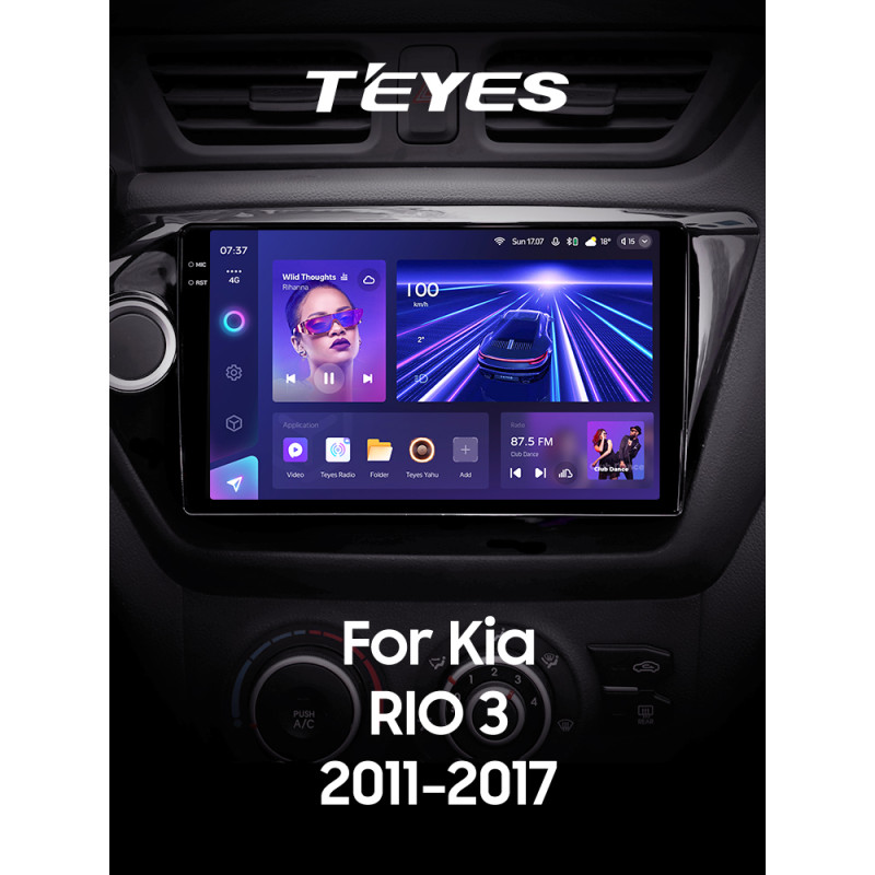 Android head unit Teyes CC3 6+128 Gb with 360° surround view° Kia RIO 3 2011-2017 9" 2k