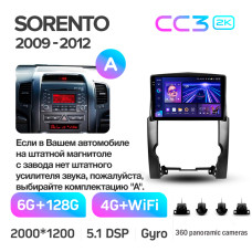 Štátní magnetofon Teyes CC3 6+128 GB s kruhovým pohledem 360° pro Kia Sorento 2 XM 2009–2012 (A), 10