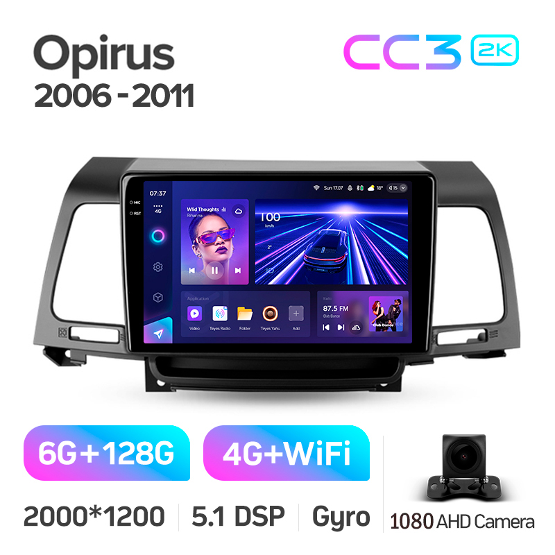 Android head unit Teyes CC3 6+128 Gb Kia Opirus GH 2006-2011 9" 2k