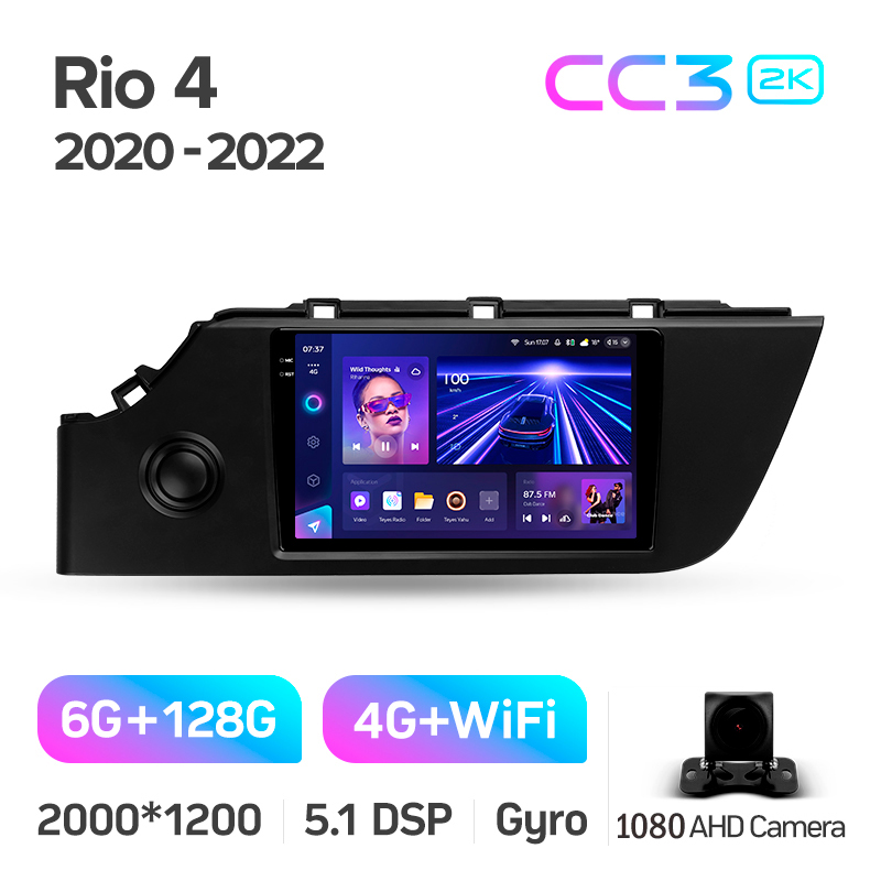 Android head unit Teyes CC3 6+128 Gb Kia Rio 4 IV FB 2020-2022 9" 2k