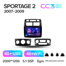 Android head unit Teyes CC3 6+128 Gb with 360° surround view° Kia Sportage 2 2007-2009 9" 2k