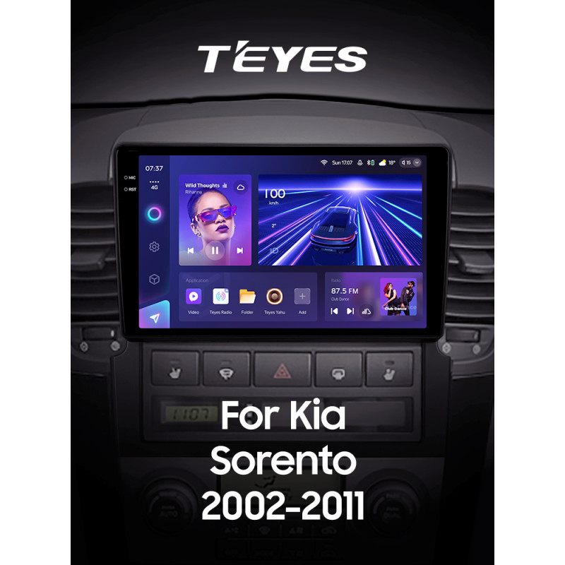 Android head unit Teyes CC3 4+32 Gb Kia Sorento BL 2002 - 2011 9" 2k