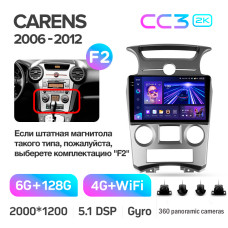 Android head unit Teyes CC3 6+128 Gb with 360° surround view° Kia Carens UN 2006-2012 (F2) 9" 2k