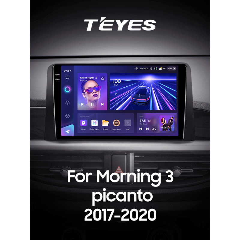 Android head unit Teyes CC3 4+64 Gb Kia Morning 3 Kia picanto (1 Din) 2017-2020 9" 1din 2k