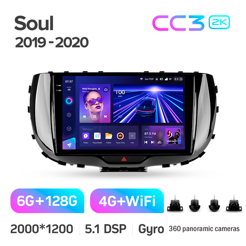 Android head unit Teyes CC3 6+128 Gb with 360° surround view° Kia Soul SK3 2019-2020 9" 2k
