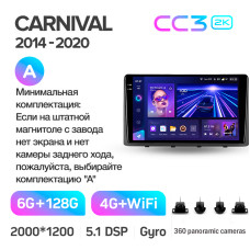 Android head unit Teyes CC3 6+128 Gb with 360° surround view° Kia Carnival 3 YP (F1) 2014-2021 (A) 9" 2k
