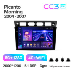 Android head unit Teyes CC3 6+128 Gb with 360° surround view° Kia Picanto SA Morning 2004-2007 9" 2k