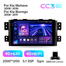 Android head unit Teyes CC3 4+64 Gb Kia Mohave 2008-2016 Borrego 2008-2011 9" 2k