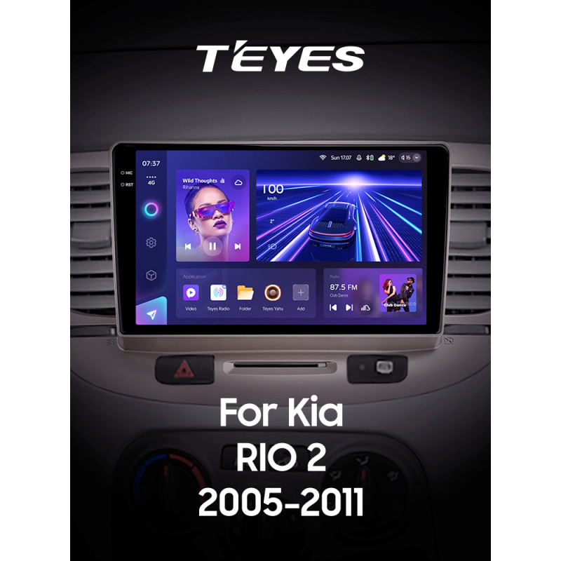 Android head unit Teyes CC3 6+128 Gb with 360° surround view° Kia RIO 2 2005-2011 9" 2k