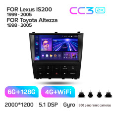 Android head unit Teyes CC3 6+128 Gb with 360° surround view° Lexus IS200 XE10 1999-2005 For Toyota Altezza XE10 1998-2005 9" 2k (L3)