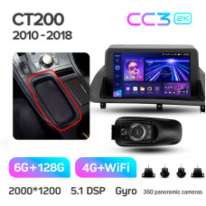 Android head unit Teyes CC3 6+128 Gb with 360° surround view° Lexus CT CT200 CT200h 2010-2018 9" 2k (L2)
