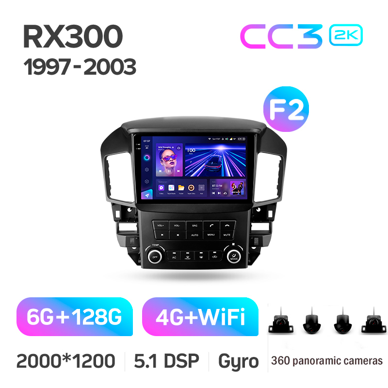 Android head unit Teyes CC3 6+128 Gb with 360° surround view° Lexus RX300 XU10 (F2) 1997-2003 9" 2k (L3)