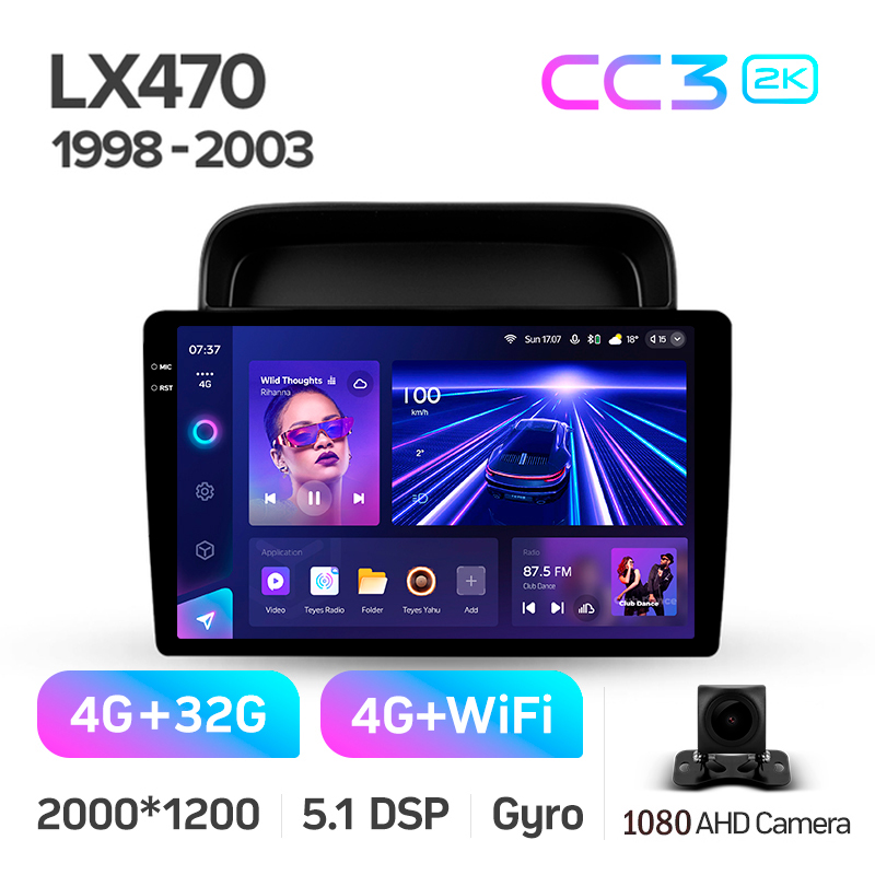 Android head unit Teyes CC3 4+32 Gb Lexus LX470 J100 (F2) 1998-2003 10" 2k (L2)