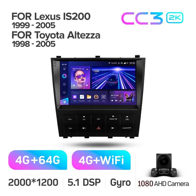 Android head unit Teyes CC3 4+64 Gb Lexus IS200 XE10 1999-2005 For Toyota Altezza XE10 1998-2005 9" 2k (L3)