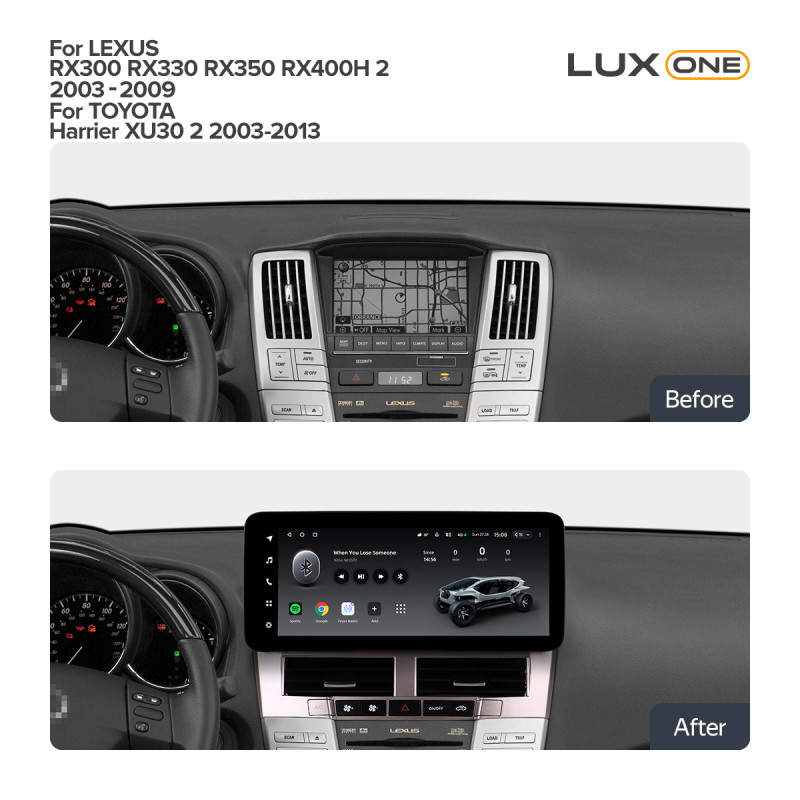 Android head unit Teyes LUX ONE 6+128 Gb Lexus RX300 RX330 RX350 RX400H II 2 2003-2009 For Toyota Harrier XU30 II 2 2003-2013 (A) 12.3" (L3)