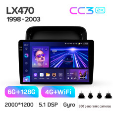 Android head unit Teyes CC3 6+128 Gb with 360° surround view° Lexus LX470 J100 (F2) 1998-2003 10" 2k (L2)