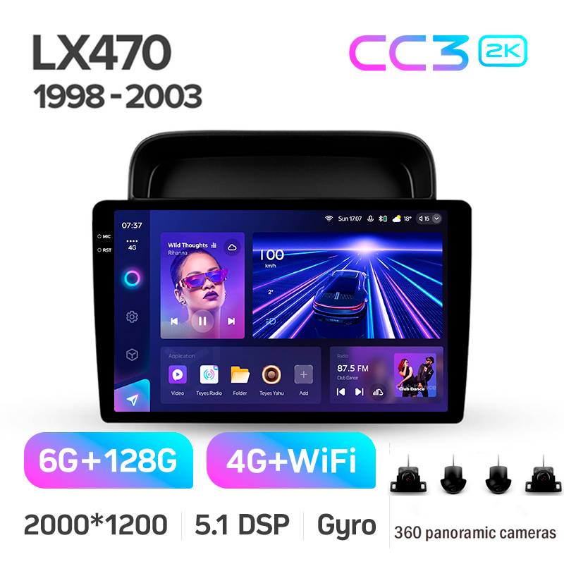 Android head unit Teyes CC3 6+128 Gb with 360° surround view° Lexus LX470 J100 (F2) 1998-2003 10" 2k (L2)