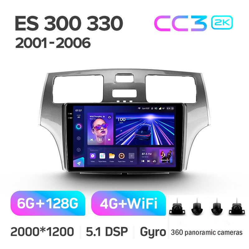 Android head unit Teyes CC3 6+128 Gb with 360° surround view° Lexus ES300 ES 300 ES330 XV30 ES 330 2001-2006 9" 2k (L2)