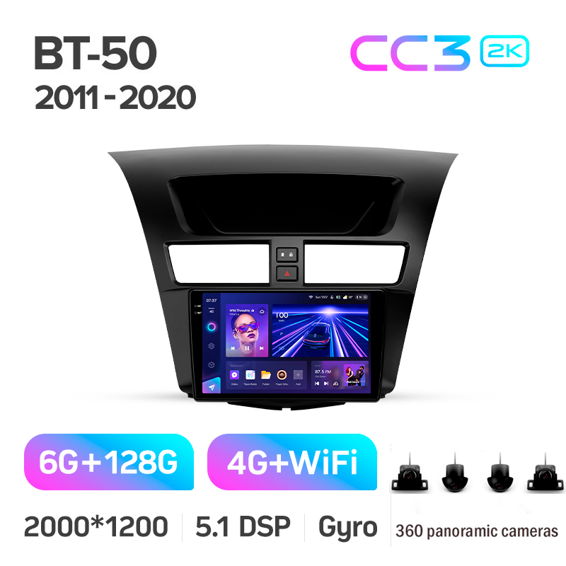 Android head unit Teyes CC3 6+128 Gb with 360° surround view° Mazda BT-50 BT50 2 (F1) 2011-2020 9" 2k (L1)