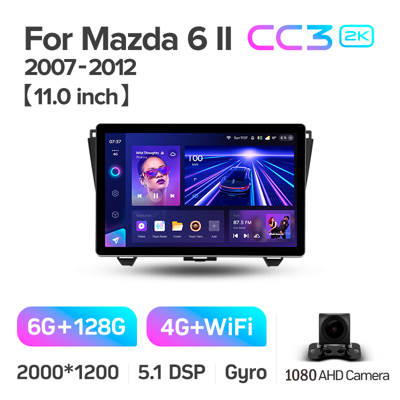 Android head unit Teyes CC3 6+128 Gb Mazda 6 2 GH 2007-2012 11" 2k